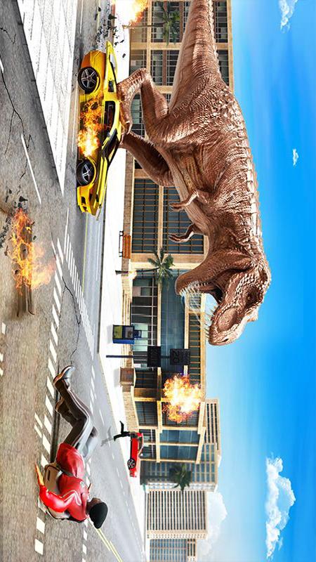 巨大恐龙破坏城市图片